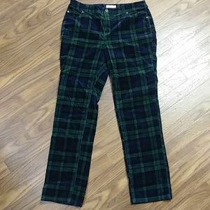 Plaid corduroy pants